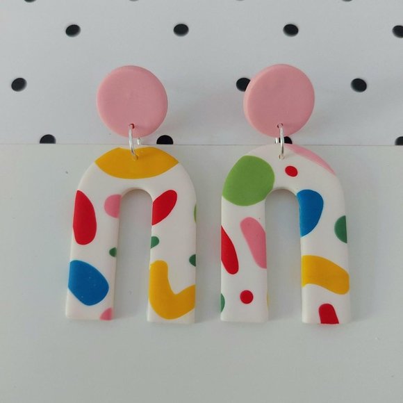 Jewelry - Pink Stud Colourful Abstract Earrings